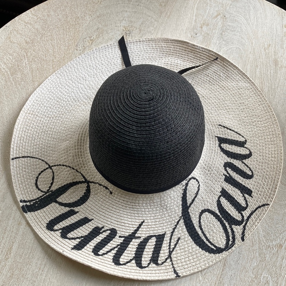 Stylish Black and White Wide-Brimmed Hat